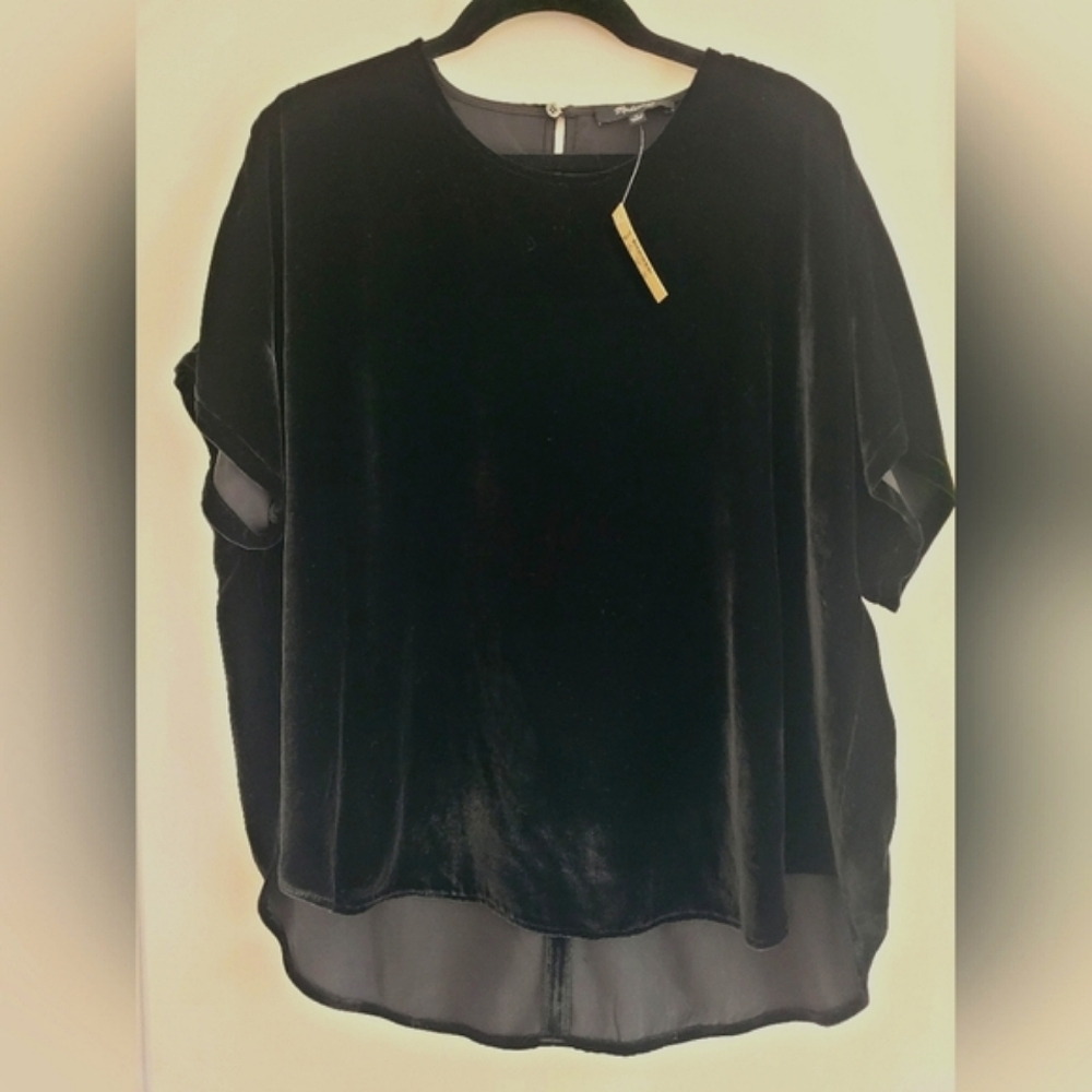 NWT Madewell Silk Velvet Black Relaxed Fit Blouse Size M